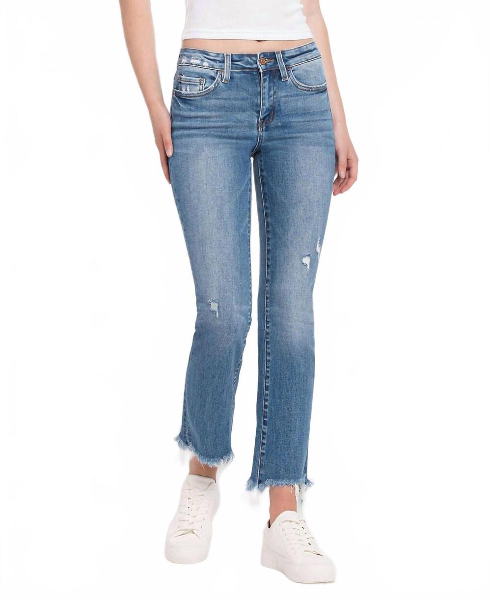 NEW FLYING MONKEY mid rise distressed hem ankle bootcut jeans in quince